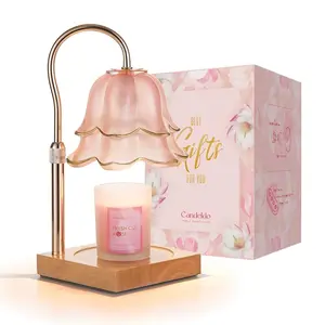 【Mother's Day Gift】Flower Candle Warmer Lamp with Timer : With 2 Bulbs, Table Lamp Height Adjustable, Home Bedroom Decor, House Warming Gift, Birthday Gift, Gift for Women, Mother's Day Gifts Decoration Items Ornaments