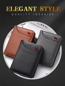 New Card Holder Case Multi-Card Slots Vertical ID Card Wallet Men's Leather Wallet Mini Small Purse Card Holder Organizer Cardholder