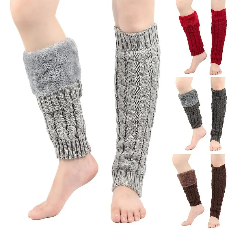 Glamorous Knee-High Leg Warmers for Women, Romantic Ribbed Knit in a Basic Solid Color, Cozy Non-Slip for Cold Weather, Funky