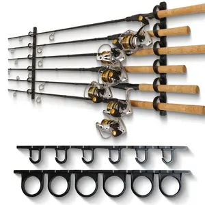 Ceiling Fishing Rod Holder For 6 Rods Pole Garage Organization And Wall Storage Reels Gear Accessories (2 Horizontal Rack)