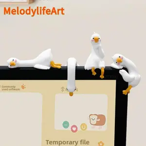 4pcs/set Cute Lazy Duck Statue, Desktop Tabletop Ornament for Office Workers' Stress Relief, Car Dashboard & Home Decor Supplies