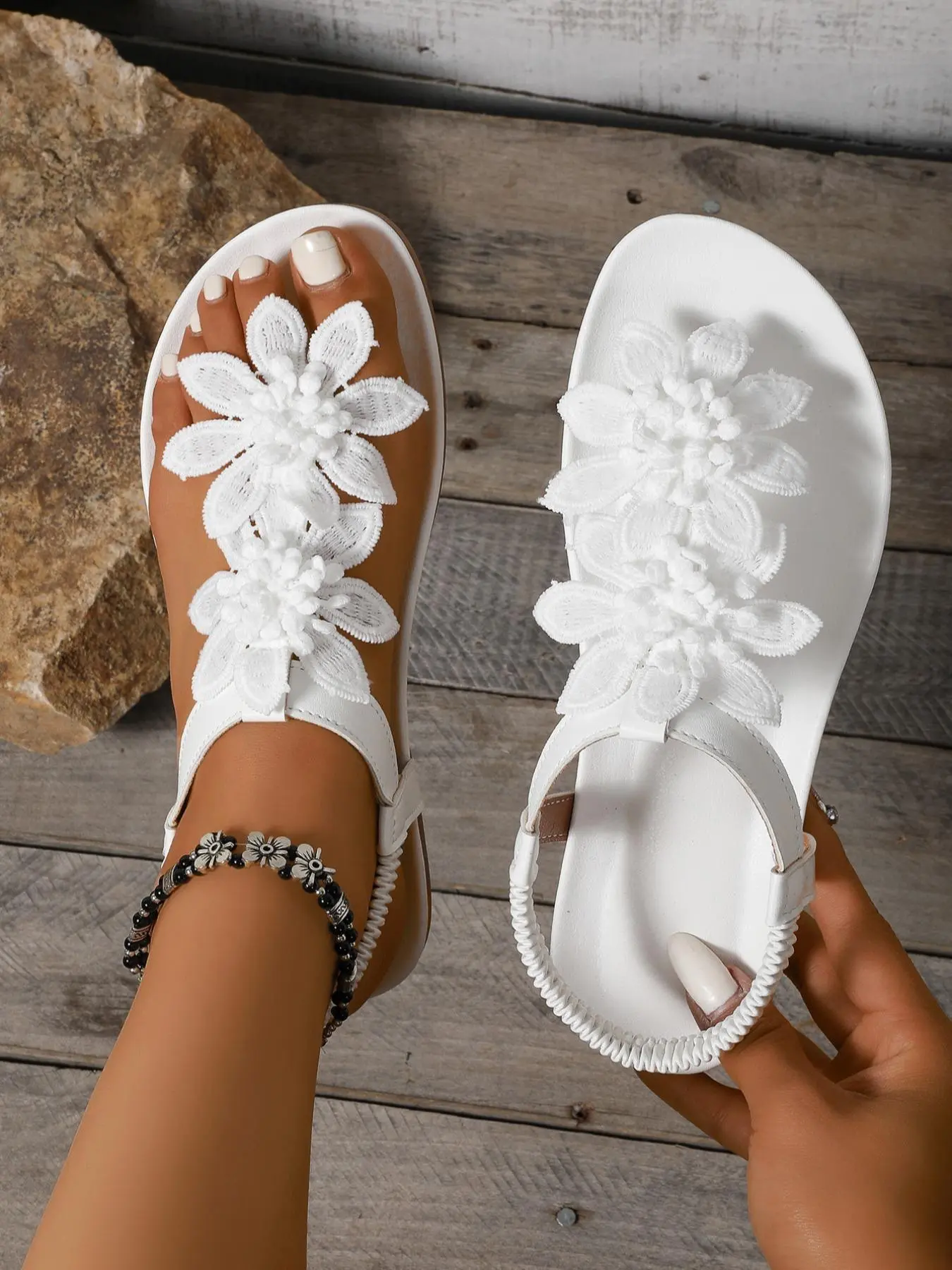 Women's Fashionable Plain Color Slip-on Sandals, Casual Toe Thong Sandals for Summer, Lightweight Breathable Comfortable Non-slip Sandals for Daily Wear, Boho Casual Sandals, Boho Style Sandal, Fashionable Wedge Sandals, Summer Boho Shoes