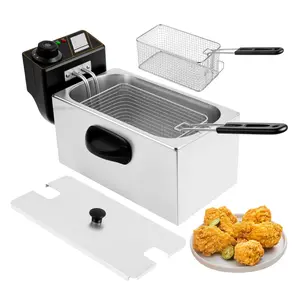 SENROB Dual Basket Electric Deep Fryer 2500W Commercial - 4L Portable Double Tank Fryer for Restaurant Food Truck Home Kitchen with Adjustable Thermostat