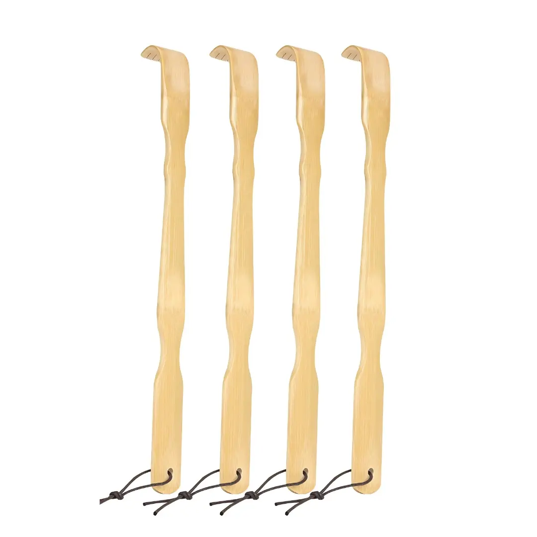 Bamboo Back Scratchers, 4-Pack Gift Set with 17 Inch Long Handle for Instant Relief - Manual Body Care Tool for Adult Men & Women, Durable, Multi-Pack, Long Reach, 17 Inches, Degradable, Natural Bamboo, Lightweight, Gift-Ready Packaging, Handcrafted Finis