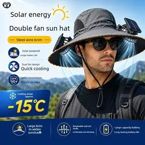 Rechargeable Bucket Hat with Fan, Wide Brim Quick-Dry Design with UPF Sun Protection for Men Women, Adjustable for Outdoor Fishing