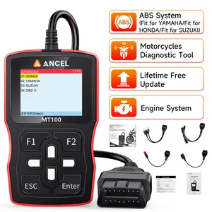 ANCEL MT100 Motorcycle Diagnostic Scan Tool Code Reader, ABS Engine OBD2 Scanner Motorbike Scanner, Full OBD2 Functions, Turn off Fault Light, Read/Clear Code, Live Data, Free Update