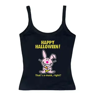 Halloween Bunny Camisole Top for Women – Funny Pink Bunny 'That’s a Mask, Right?' Graphic Cami | Y2K Aesthetic Spooky Top, E-Girl Streetwear, Cute Halloween, 90s Clothes, Woman Clothing Star Girl, Gift For Her