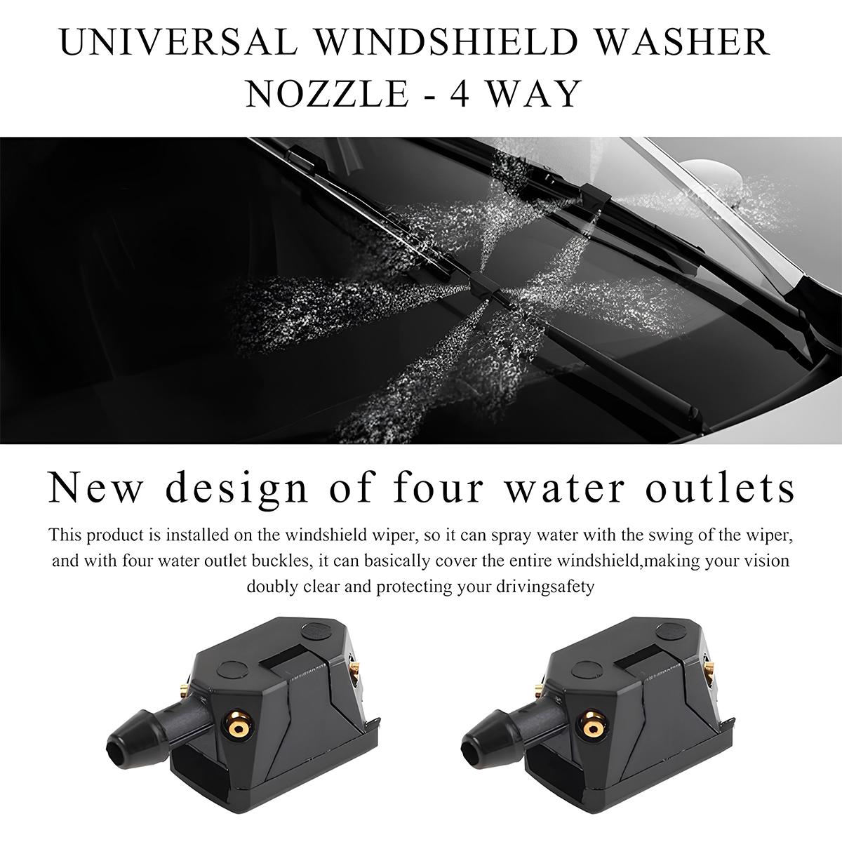 2 PCS Front Windshield Washer Nozzles, 4 Holes Car Windshield Washer Wiper Arm Sprayer, Auto Left Right Windshield Washer Squirter Nozzle Replacement, Universal Vehicle Accessories 2 PCS Front Windshield Washer Nozzles, 4 Holes Car Windshield Washer Wiper Arm Sprayer, Auto Left Right Windshield Washer Squirter Nozzle Replacement, Universal Vehicle Accessories