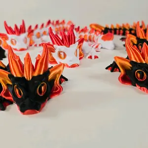 Firepeircer Articulated Baby Dragon 9" Long 3D Printed Collectible Desktop Fidget Toy with Red and Black Design