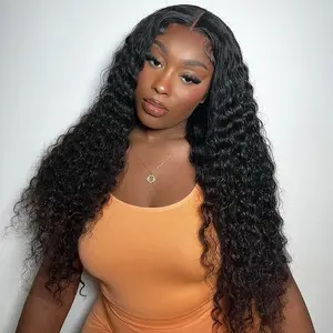 Wiggins Hair Deep Wave Pre Cut Glueless Ready Go Wig Pre Bleached 7x5 Closure Wigs Human Hair Pre Plucked 4x7 Closure Wig - Medium Cap