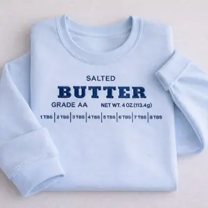 Salted Butter Embroidery Sweatshirt, Stick Of Butter Sweater, Funny Baker Gift, Baking Shirt, Foodie Chef Shirt, Butter Lover Gift, Sleeve