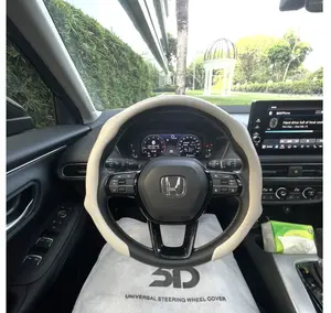 Nappa Leather Steering Wheel Cover, Vehicle Interior Accessory with Quick Turn, Non-Slip, Breathable, Ultra-Thin Universal Grip, 4-Season Use, Car Steering Wheel Insert Accessory