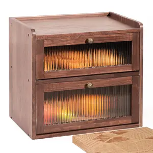 Solid Wood Bread Box - Double-Layer Kitchen Countertop Organizer, Rustic Brown Spacious Pantry Bin for Fresh Loaves, Includes 50 Bonus Food-Grade Liners  #SummerVibes