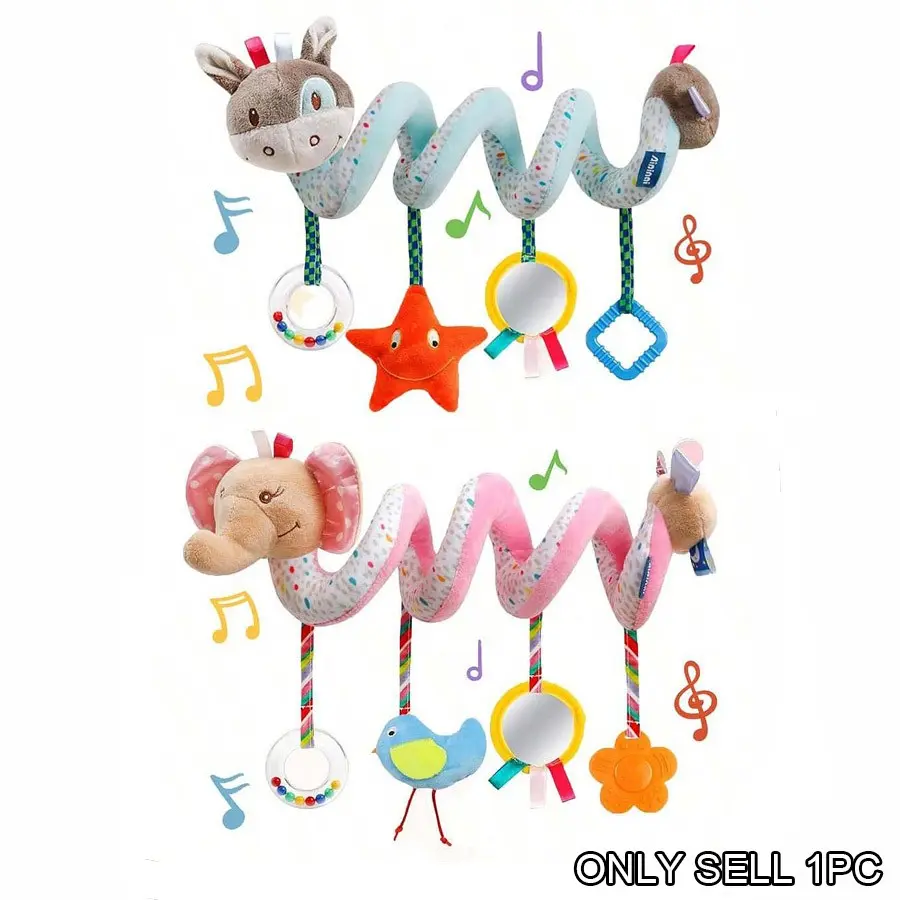 Baby Stroller and Car Seat Sensory Toys, Donkey & Elephant Plush Hanging Toys for Newborns, Baby Essentials for 3 Months+, Cute Activity Toys, Baby Shower Present and Best Gifts for Birthdays and Ramadan Parties