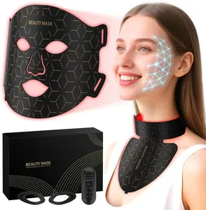Red Light Therapy Face Mask with Box - 850nm NIR 7-LED Beauty Products for Face & Neck, Anti-Aging, Skin Firming, Radiant Glow, Rechargeable, Remote-Controlled Home-Use Device Suitable for All Skin Types
