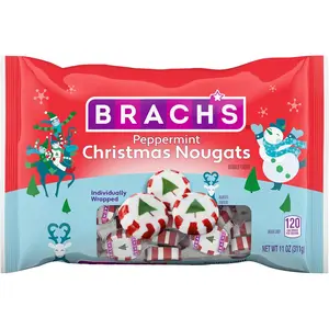 Peppermint Christmas Nougats, Individually Wrapped Mixed Flavor Christmas Candies, 11 oz