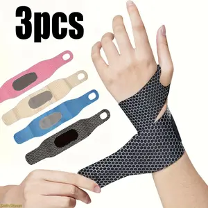 Breathable Wristbands 3-Piece Set - Adjustable Wrist Wraps, Wrist Tape, Unisex Fashion Accessory for Fitness Training, Computer Work