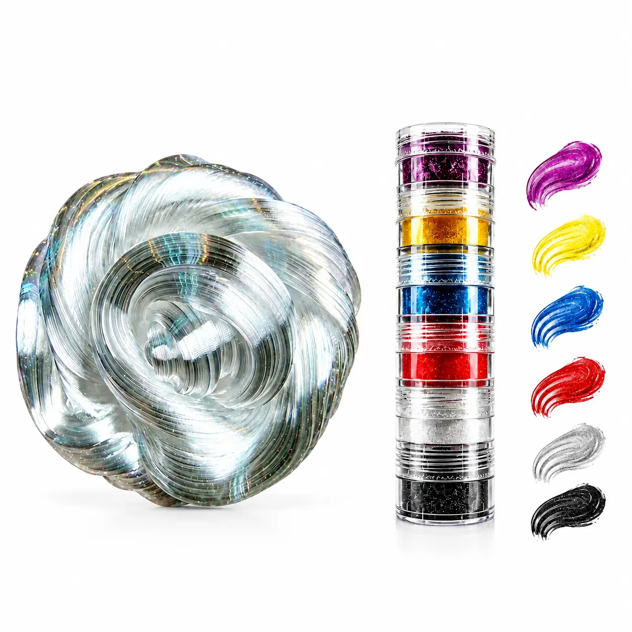 Crystal Clear Slime Putty, Ultra Transparent Non-Newtonian Sensory Toy, Stretchy Bouncy Fidget Slime for Kids & Adults, Stress Relief Desk Toy with DIY Color Powder