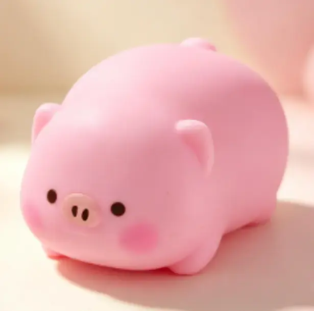 Building Block Lying Pink Pig Squishy Phone Charm, Soft Squeeze Stress Relief Accessory, Portable Phone Selfie Prop, Desktop Decor & Party Gift