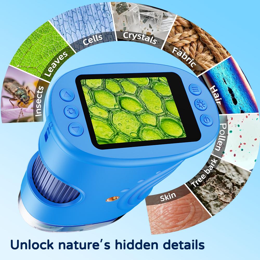 【2026 Upgrade】SEEKID 1000X Handheld Microscope for Kids with 4K 2.0" Screen, Photo & Video Camera, Rechargeable and Portable, a Fun STEM Gift & Birthday Present for Ages 3+