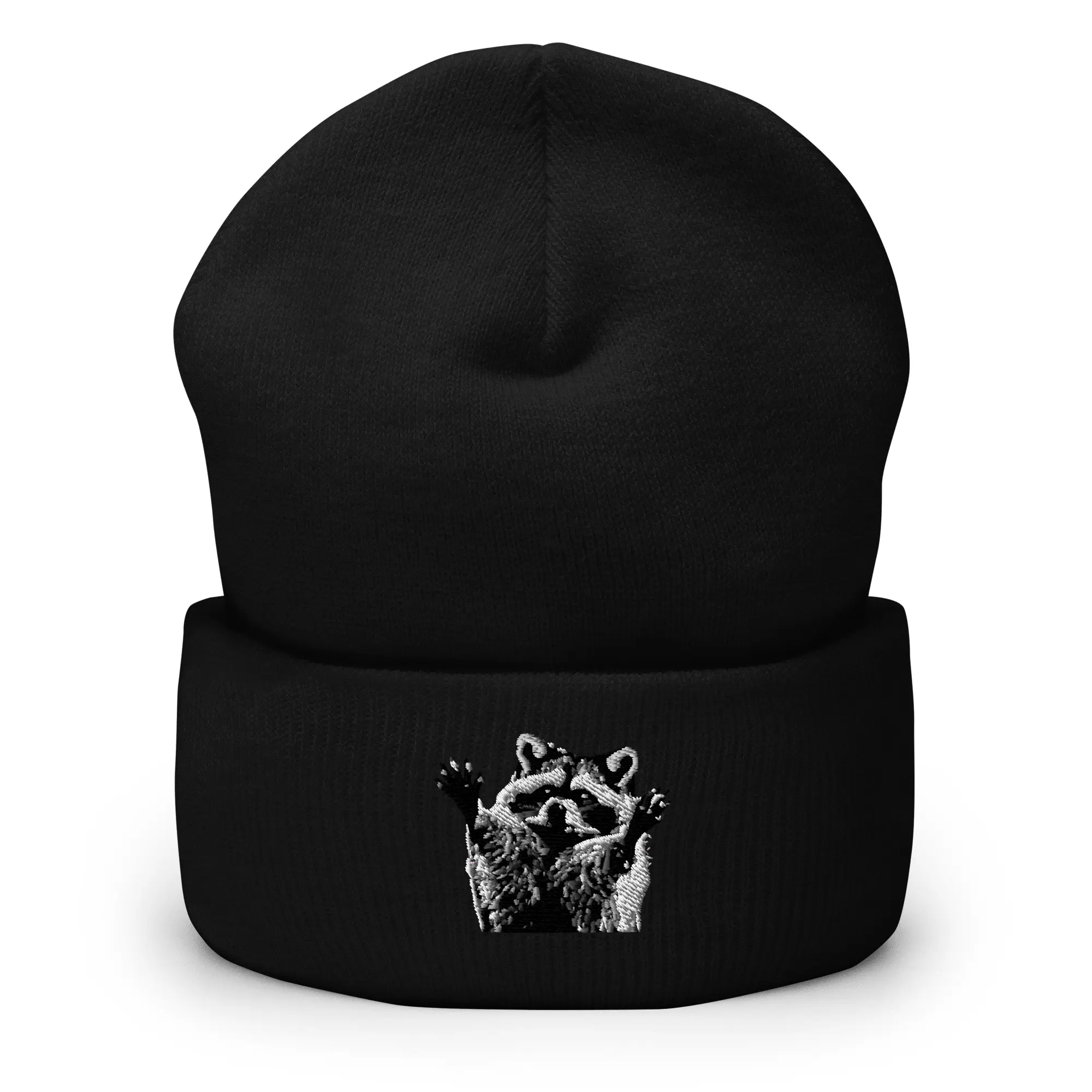 Raccoon beanie, raccoon beanie hat, embroidered unisex Cuffed Beanie, funny raccoon gifts for raccoon lovers, Christmas gifts, holiday gifts, Cute Beanie