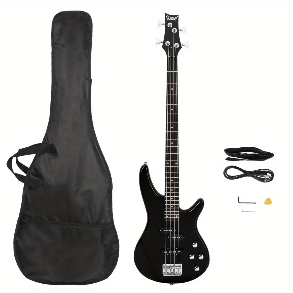 GIB Full-Size 4-String Electric Bass Guitar - Stylish Burlywood Finish, Maple Neck, Thick Strings, Increased Tension, Peroba, Great Present for Friends or Family, for Musical Instrument Enthusiasts, Smooth Tonal Balance