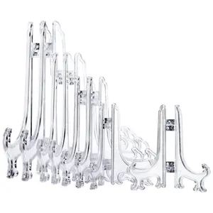 24 piece transparent acrylic easel bracket set, 3/4/5/6 inches, plate plastic display rack, foldable and portable, suitable for photo frames, porcelain plates, artworks, souvenirs, decorations, used for home decoration, restaurant table arrangement