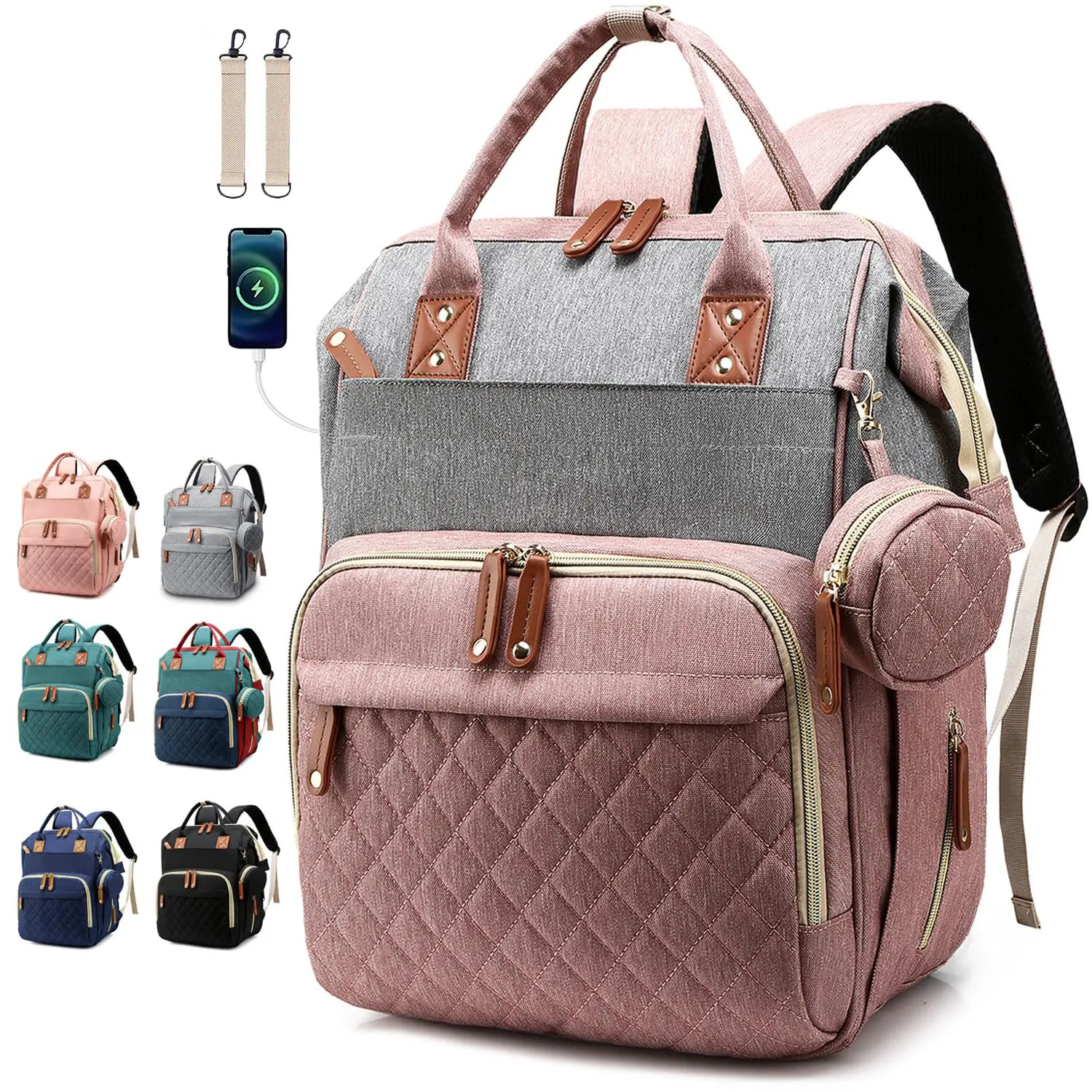 Multifunctional Unisex Baby Diaper Backpack for Parents, 16 Pockets Large Capacity Travel Diaper Organizer, Multifunctional Diaper Bag