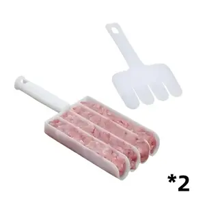 WT-2pcs White Creative Kitchen Meatball Maker, 4 Baller Spoons with Cutting Spade, Multifunction Ice Cream Scoop, DIY Meatball, Patty, Fish Ball, Burger Making Tools