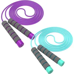 2 Pack Adjustable Jump Rope with Foam Handles Fitness Skipping Rope