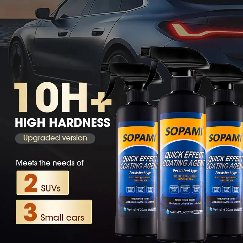 SOPAMI Advanced Hydrophobic Nano Ceramic Coating Kit - DIY Ceramic Coating, Auto Detailing Supplies, Waterproofing, Liquid Paint Sealant, Anti-Aging Benefits, Glossy Shine, Durable Protection (Includes Cloth, Sponge)