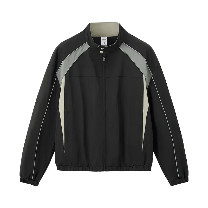 Inflation Reflective Vintage Sports Jacket American Street Style Fall New American Racing Jacket Coats Tops Long Sleeve Casual Activewear, Activewear Blazer, Athletic Outerwear , Lightweight Sports Jacket
