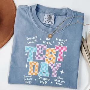 Comfort Colors Test Day Shirt For Teachers: Testing Week T Shirt, Encouragement Tee, Back To School Shirt, Unisex Casual Graphic T-Shirts, Gift for Friends