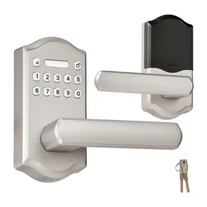 Keyless Entry Door Lock With Lever Handle And Backlit Keypad, Electronic Door Lever With Keypad, Customizable User Codes, Auto Lock, Anti-Peeking Password, Keyed Entry Option, Satin Nickel Finish For Home