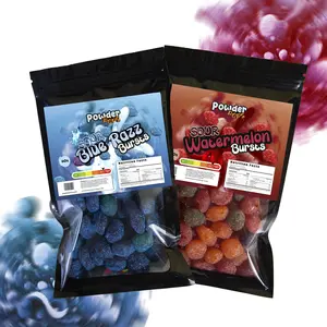 PowderPops - Sour Blue Razz 6oz + Sour Watermelon 6oz Gusher Bursts Duo Candy Snack Sweet Viral Candy