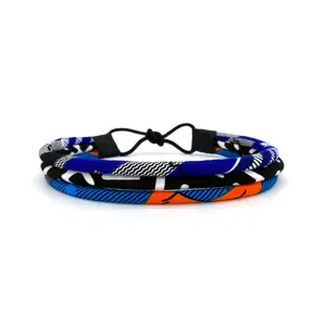 Kente & Mali Print Headband | Blue, Black, Orange & White | African Headband | Cloth & Cord