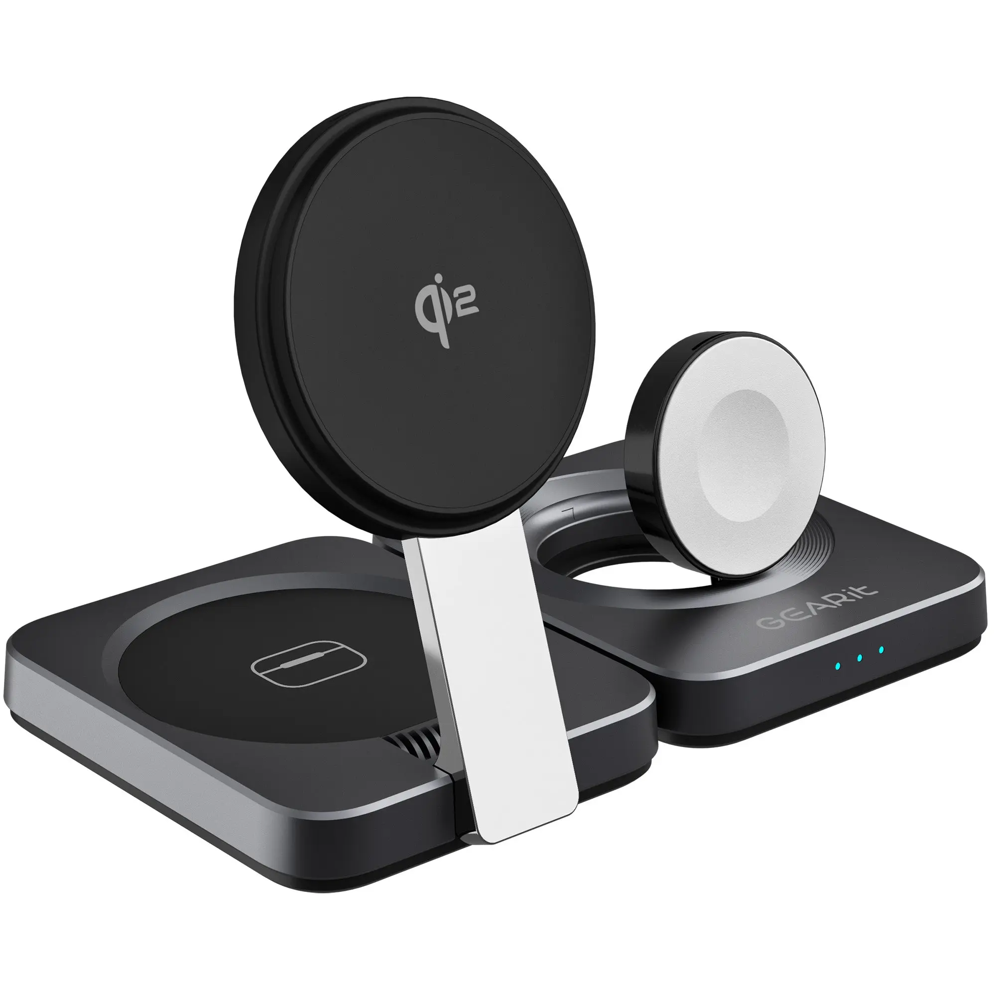 GEARit 3-in-1 Qi2 MagSafe Wireless Charging Station - 3 in 1 Chargers, Fast Charging, Induction Charging, Magnetic Connect Charging (Compatible with Wireless Chargers), Smartphone, Cellphone