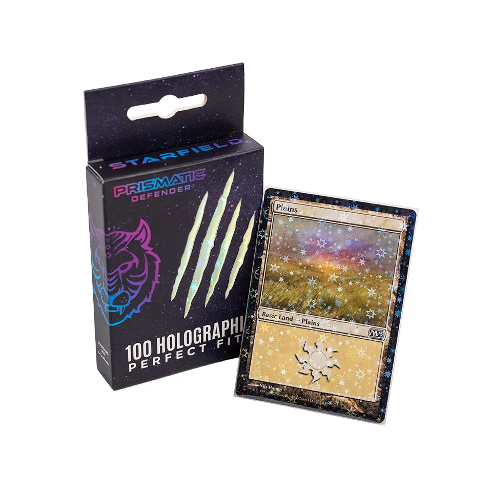 Prismatic Defender Holographic Perfect Fits - 100 Standard Foil Inner Card Sleeves (64 x 89 mm) TCG & Trading Cards - MTG, Pokemon, Lorcana, Digimon