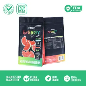 Just Move Pre Workout - Sour Watermelon Energy Rush - Vegan (Plant Based) Organic,  B12 Vitamins, Hydration, Lions Mane, Beet Root Powder, Keto, Dairy Free, 30 Servings