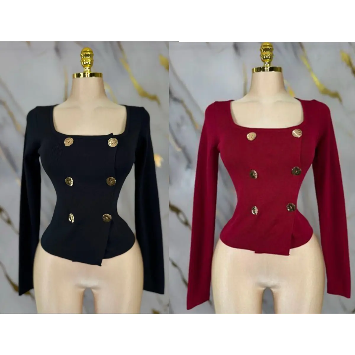 Asymmetrical Button-Front Top