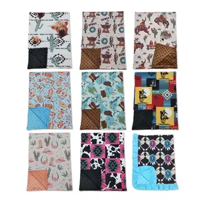 Western Cowboy Minky Polyester Baby Blanket - 29x43in Size, Rustic Print, Smooth Texture, Soft & Cozy for Newborns, Machine Washable Cleanup, Ideal for Crib, Stroller
