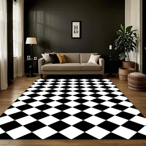 Checkerboard Pattern Floor Mat, Non-slip Floor Carpet, Decorative Area Rug, Large Floor Mat for Home Living Room Bedroom, Vanity Decor Accessories, Checkered Rug