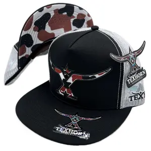 BROWN / BLACK COW TEXHORN CAP