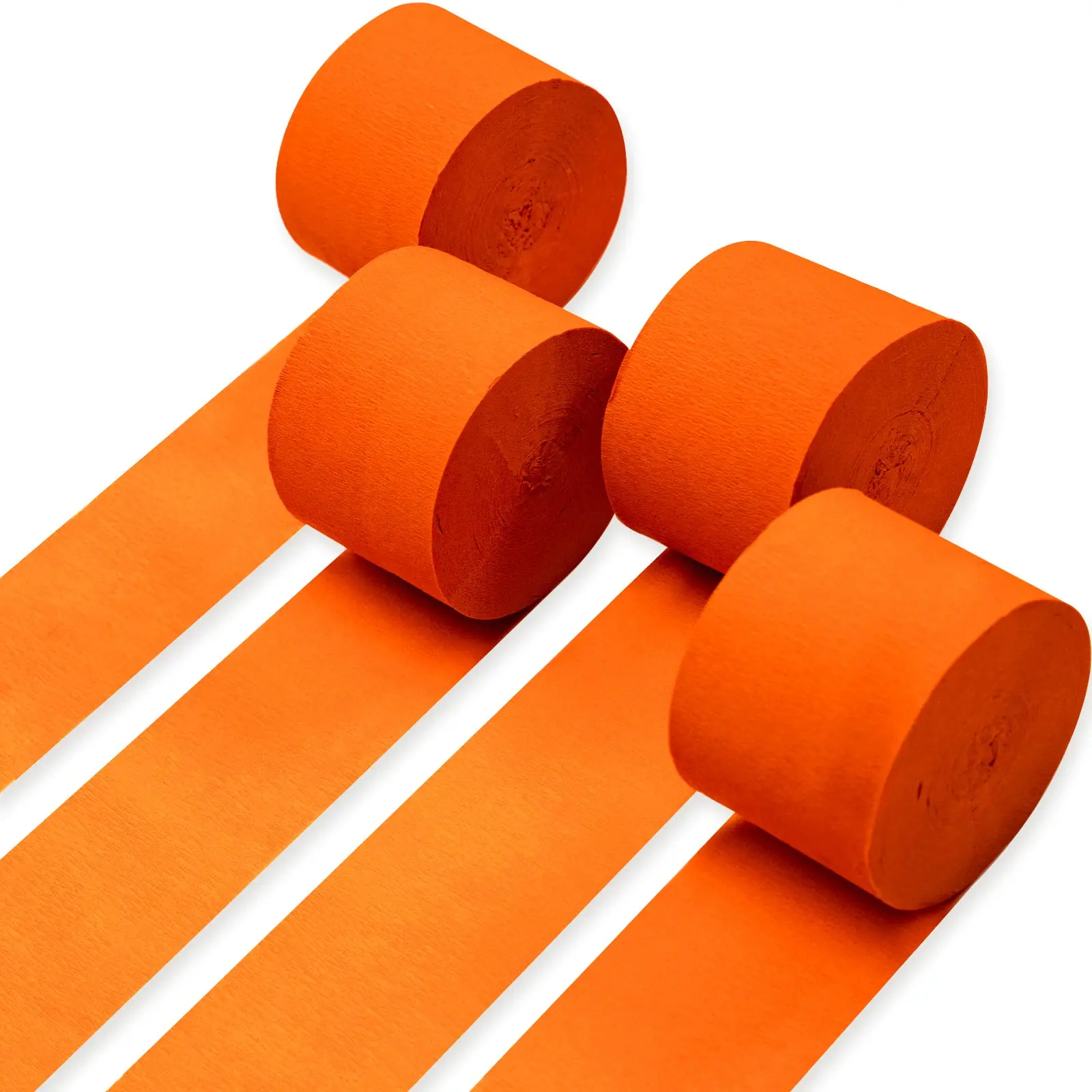 PartyWoo Orange Crepe Paper Streamers, 4-Piece 328ft Pack, Festive Home Supplies for Living Room Decorating, Autumn Thanksgiving Wedding Decorations