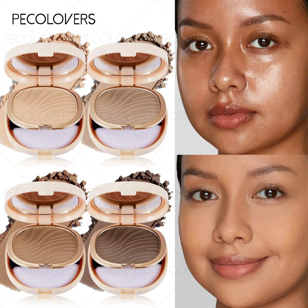 Oil-control Face Powder 24 Hours Waterproof Matte Face Makeup Cosmetic Setting Compact Powder