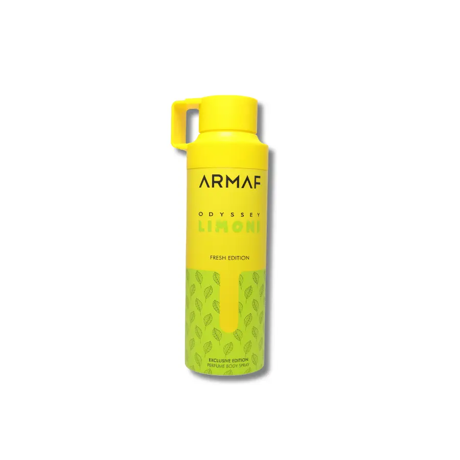 Armaf Odyssey Limoni Perfumed Deodorant Body Spray - Exclusive Lemon Scent Cosmetic Cologne for Body Care, 6.8 fl oz/200 ml, Scented, Single Item, Fragrance, Liquid, 200Ml, Freshness, All Body Deodorant