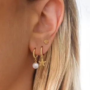 Starfish Shell Earrings for Women Beach Sea Summer Dangle Stud Earrings Cute Seashell Pearl Beachy Jewelry for Gifts free for shipping