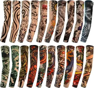 20pcs Temporary Tattoo Arm Sleeves Arts Fake Slip on Arm Sunscreen Sleeves Body Art Stockings Protector Etc Unisex Stretchable Cosplay Accessories