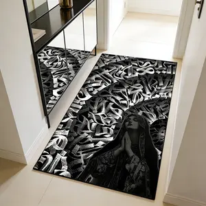 Gothic Prayer Virgin Mary Carpet, Chicano Graffiti Dark Style Bedroom Living Room Decor Mat, American Street Graffiti Rug, Home Decor Rugs, Anti-Slip Art Pad