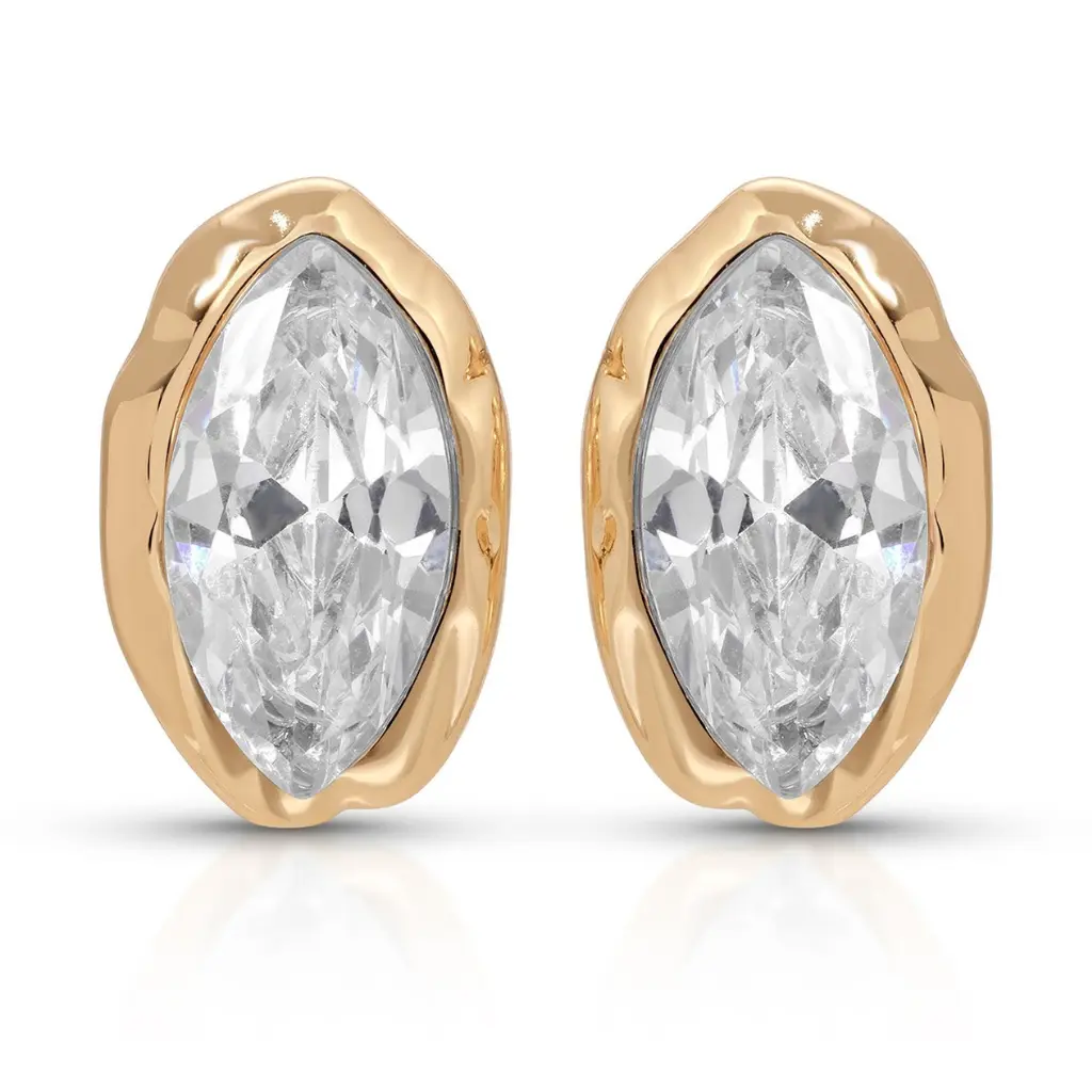 Ettika Crystal Luxe Mini Studs for Women Mini Gold Studs Clear & Emerald 18K Gold Plated CZ Dainty Earrings